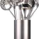 18/10 Stainless Steel Kitchen Utensils Set with Holder - 15 Spatula Spoon Set with Storage Organizer for Countertop, Fork, Tongs, Spatula, Ladle, Skimmer, Turner, Spaghetti, Large Spoon Set of 12