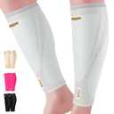 Copper Calf Compression Sleeves for Men & Women - High Stretch Graduated Compression with Anti-Slip Grip | Breathable & Smooth Lining Footless Design for Runners, Shin Splints, Leg Fatigue & Travel (Light Gray, Medium)