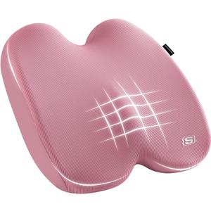 Skechers Seat Cushion, Ergonomic Memory Foam Cushion for Long Sitting Hours on Office & Home Chair, Car Seat Cushion for Sciatica, Coccyx Cushion,Pink