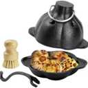 DVK Cast Iron Garlic Roaster with Ventilated Lid for Even Cooking Superior Heat Conduction Preservation - Perfect for Oven, Grill, Camping Home Kitchen Ideal for Cooking Enthusiasts
