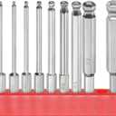 9pcs Ball End Hex Screwdriver Bit Set 1.5mm-10mm ((H1.5-H10)) Size 1/4" Hex Shank 75mm (3") Long Magnetic Ball Head Bits S2 Steel Metric Screw Driver Bit