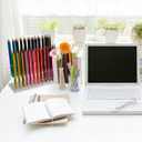 Acrylic Pen Holder Storage Box with Multi-Slot Design 2-Tier 48-Slot Large Capacity Pencil Organizer and Brush Stand for Desk Makeup Brushes Markers and Art Supplies (24.00X10.50X9.00CM)