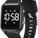 L LAVAREDO Kids Digital Watches for Boys Girls,Waterproof Sport Watch with Pedometer Stopwatch Vibration Alarm for Ages 5-13,No App Fitness Tracker Watch for Kids Teens Birthday Christmas Gifts (Black)