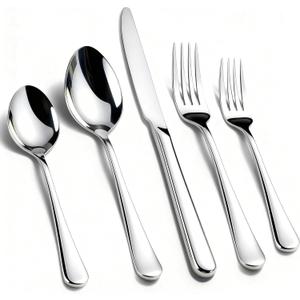 KIKCOIN 40 Pack Silverware Set for 8, Food-Grade Stainless Steel Flatware Set, Heavy Duty Mirror Polished Cutlery Utensils Set with Knives Spoons and Forks Set for Home Kitchen Restaurant Wedding