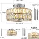 SeeU Modern Semi Flush Mount Ceiling Light Fixture Chrome Crystal Chandelier 4 Heads Chrome Crystal Celing Chandelier