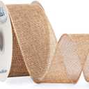 Ribbli Burlap Ribbon Continuous 20 Yard 2.5 Inch Natural Wired Ribbon for Wreaths,Big Bows,Tree Decoration,Outdoor Decoration