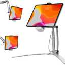 CTA Digital 3-in-1 iPad Tablet Mount  Multipurpose Universal Kitchen Mount Holder for All iPad Tablets 7-13" - Made for Wall - Under Cabinet & Desk - Silver (PAD-KMS) (White)