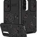 Funermei for Samsung Galaxy A36/A56 5G Phone Case - Women Girls Cute Phone Cover Girly Pretty Aesthetic Black Butterfly Unique Design with Camera Cover Ring Stand Funda for A36/A56 5G Case