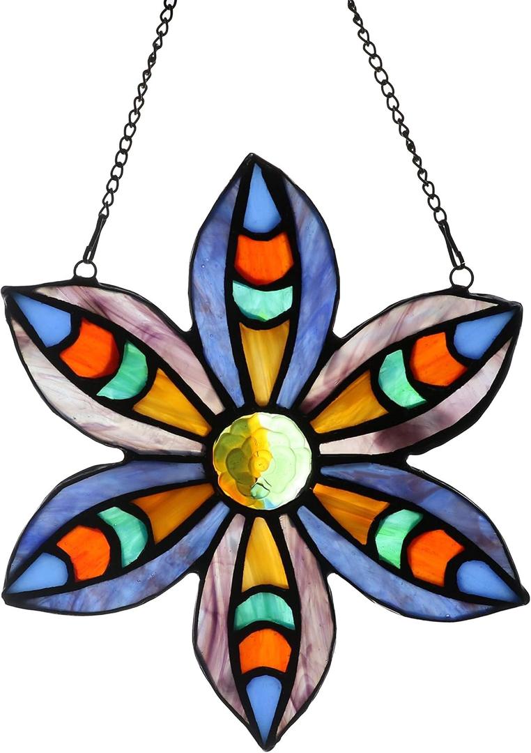Stained Glass Tiffany Style Flower Window Hangings Sun Catcher (Green)