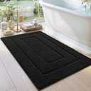 DEXI Bathroom Rug 43x24, Non Slip Washable Bath Mat for Shower Floor, Extra Large Absorbent Soft Bathmat with Rubber Backing, Quick Dry Microfiber Carpet, Black