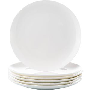 Fine Bone China Dessert Plates 6-Piece, Cake Plate, Side Plate 8 Inches, Fine Glaze With Pure White Color Sturdy and Durable, Thin Thickness and Light Weight, Microwave and Dishwasher Safe