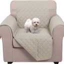 U-NICE HOME Recliner Chair Covers Reversible Chair Cover Pet Covers for Dogs with Elastic Straps Water Resistant Diamond Quilted (23''Armchair, Beige/Beige)