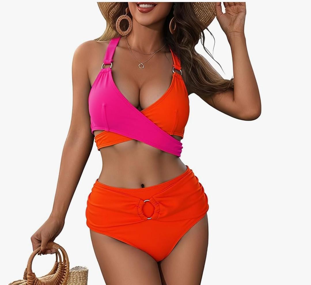 Womens One Piece Swimsuits-Sexy Deep V Neckline Tummy Control Bathing Suit Slimming Mesh Swimwear ﻿, M