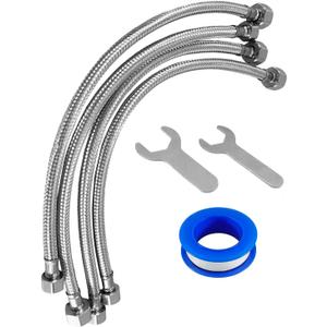 4 Pack 16 Inch Faucet Supply Line 3/8" Female Comp x 1/2" FIP 304 Stainless Steel Kitchen Bathroom Faucet Hose Connector