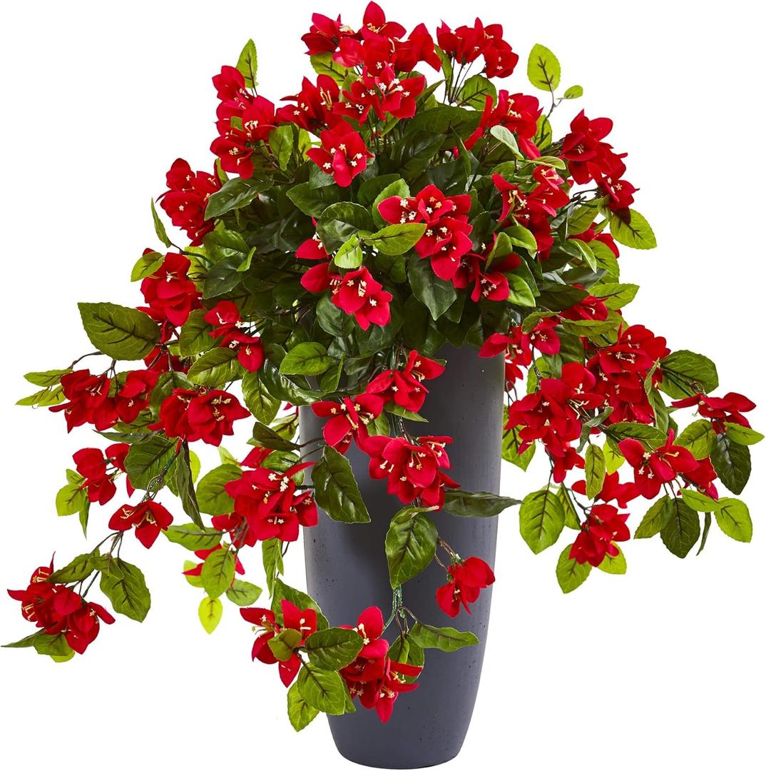 Nearly Natural 26in. Bougainvillea Artificial Plant in Planter UV Resistant (Indoor/Outdoor)