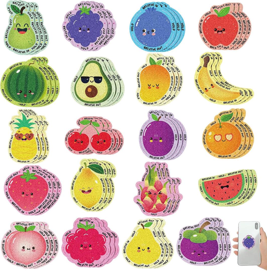 Fulmoon 120 Pcs Bohemia Anxiety Sensory Stickers Textured Sensory Strips Tactile Rough Calm Stickers Adhesive Tactile Fidget Tool for Classroom Desk Adults Teens Anxiety Relief (Fruit)