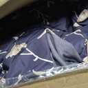AIKASY Bed in a Bag Queen Comforter Set7 Pieces Floral Comforter Set Bedding Sets with (1 Comforter, 2 Pillow Shams, 1 Flat Sheet, 1 Fitted Sheet, 2 Pillowcases) (Navy, Queen)