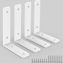 White Heavy Duty Shelf Brackets 8x6 Inch, Rustic Gold Iron L Shelf Bracket