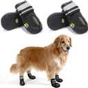 Teamoo Dog Snow Boots for Winter Durable Waterproof Anti-Slip Dog Booties for Winter Dog Shoes for Dogs with Adjustable Reflective Straps Dog Boots & Paw Protectors Black Size 8 