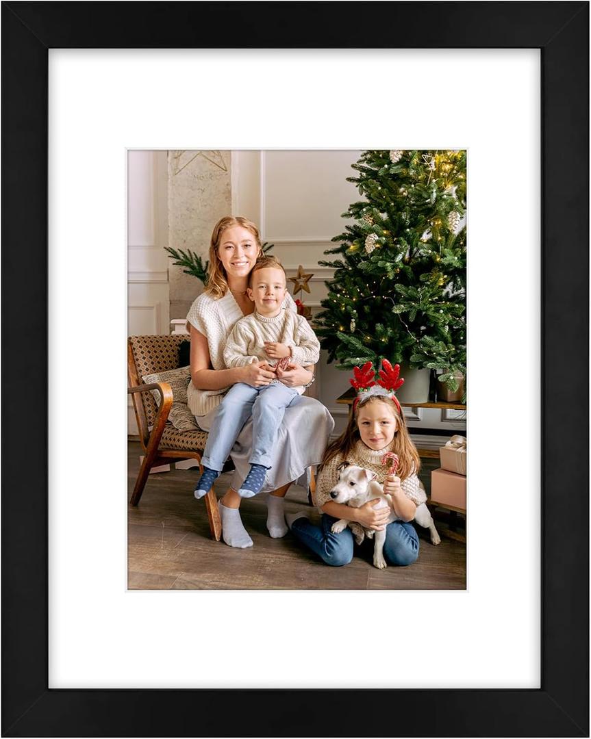 Golden State Art 11x14 Photo Wood Frame with Mat for 8x10 Picture BLACK