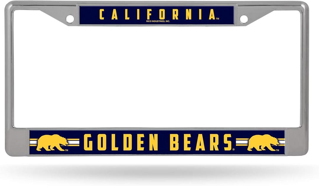 Rico Industries NCAA Unisex-Adult Standard Chrome License Plate Frame (6 x 12.25-inches, Team Color)