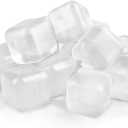 60 Pack Reusable Ice Cubes - Non Melting, Refreezable Plastic Ice Cubes for Drinks | Keep Whiskey, Wine, Cocktails, Coffee Cold Without Watering Down | BPA Free (Transparent) (Glass)