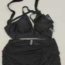 Blooming Jelly Womens High Wasited Bikini Sets Tummy Control Swimsuits Curvy Mesh Swim Skirt (Black, XXL)