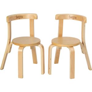 Swegrow Wooden Kids Chair, Toddler Chair for Table, Kids Stackable Chairs, Kid Wooden Furniture for Family/Playroom/ClassroomSet of 2-Natural Wood