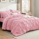 Bedsure Twin Comforter Set Baby Pink - Bed in a Bag Twin Size Bedding 5 Pieces, GentleSoft Pintuck Bed Set Gift for Family, Pinch Pleat Pink Comforter with Sheets, Pillowcase & Sham
