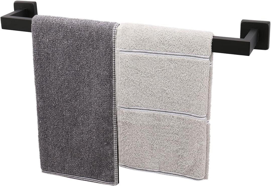 TocTen Bath Towel Rack - Square Base Thicken SUS304 Stainless Steel Towel Bar for Bathroom, Bathroom Accessories Towel Rod Heavy Duty Wall Mounted Towel Holder. (Black, 20)