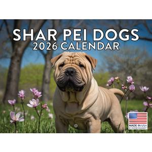 Shar Pei Calendar 2026 Wall 12 Month Monthly Shar Peis Gifts For Shar Pei Lovers Women Men Mom Dad | American Made In The USA