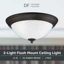 Designers Fountain Flush Mount Ceiling Light, 11 Inch Frosted Glass Lighting Fixture for Kitchen, Bedroom, Bathroom, and Hallway, LED Bulbs not Included, Oil Rubbed Bronze