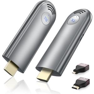 Wireless HDMI Transmitter and Receiver, Plug & Play Portable 2.4G/5G Wireless HDMI Extender Kit for Streaming Video and Audio to Monitor from Laptop/PC/TV Box/Projector (grey)