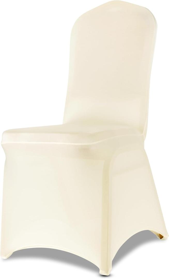 LIUJIAYI 100 Pcs Ivory Stretch Chair Covers - Premium Polyester Spandex Slipcovers for Wedding, Party, Banquet, Dining & Event Chairs