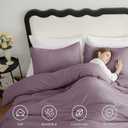 CozyLux Oversized King Comforter Set Dusty Purple, 3 Pieces 120x98 Solid Breathable Bedding Sets, Grayish Purple Luxury Soft Lightweight Bed Set with Down Alternative Comforter and 2 Pillowcases