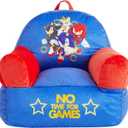 Sonic the Hedgehog Kids Sofa Bean Bag Armchair, Soft Plush Lounge Chair for Bedroom or Playroom, 17" W x 17" D x 20" H