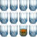 15 PCS Blue Plastic Mini Vintage Shot Glasses 3 oz Crystal Tequila Glasses Small Whiskey Glasses Vodka Glass Set Clear Disposable Liquor Cups Espresso Shot Cups for Party Weddings Gifts Birthday
