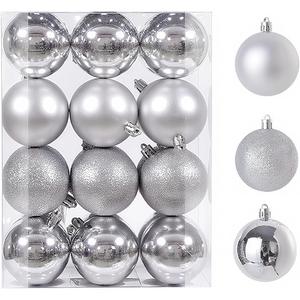 PICKBEAU 24ct Mini Christmas Balls Ornaments for Xmas Christmas Tree - Small Shatterproof Decor Hanging Ball for Holiday Wedding Party Decoration 1.18 Inch/30mm, Silver