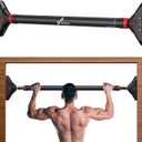 Sportneer Pull Up Bar: Strength Training Pull-up Bars without Screw - Adjustable Width Locking Mechanism Chin Up Bar, Thickened Steel Max Limit 440 lbs Upper Body Fitness Pullup Bars for Home (Black-Red)