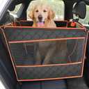 Pecute Dog Car Seat Cover for Back Seat with Hard Bottom, Extra Extender Dog Half Hammock for Large Dogs, Foldable Waterproof Pet Car Half Seat for Back Seat with 3 Visible Mesh for Some Car SUV Truck