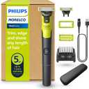 Philips Norelco OneBlade 360 with Connectivity Hybrid Face + Body, Electric Beard Trimmer, Shaver and Body Groomer with 360 Blade Tech, 1x360 Blade, 5-in-1 Comb, Body Kit, Travel Case, Model QP4631/90 (Black/Lime Green)