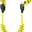 ZUSLAB 4-in-1 Coiled USB-C to Lightning/Type-C 65W Fast Charging Cable, Car Play & Android Auto Compatible, Compact Design, Multi-Device Charging for iPhone, iPad, Samsung & More, Yellow