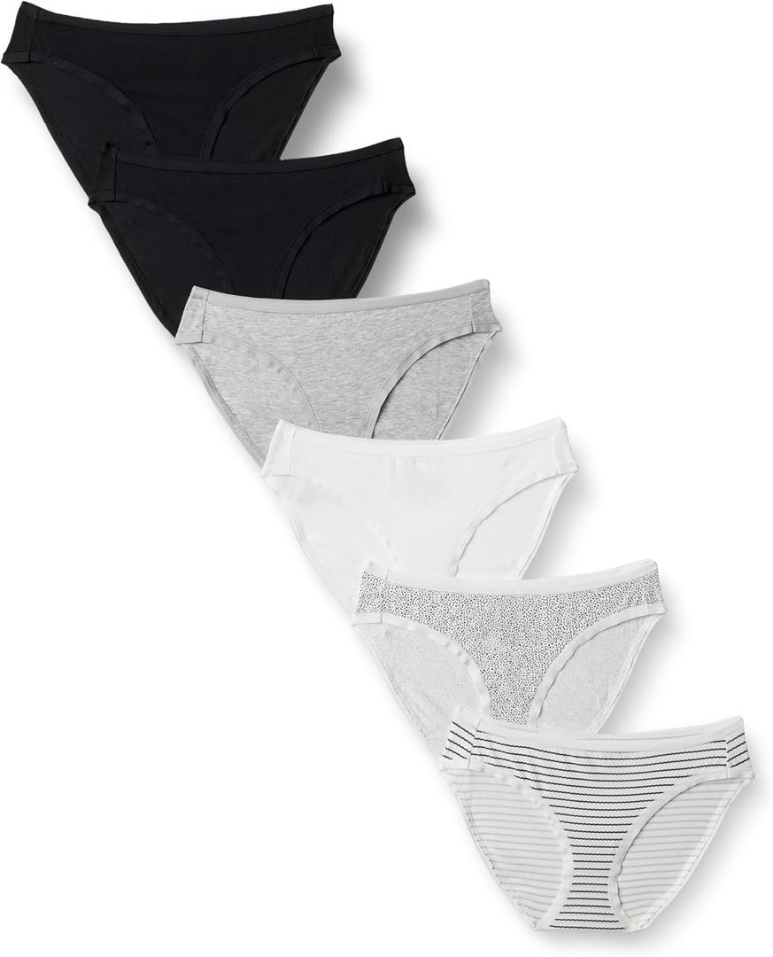 Amazon Essentials Women's Breathable Cotton Bikini Brief Underwear with Full Coverage, Multipacks (Medium)