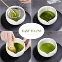 YIBO Matcha Whisk Set White, Matcha Set Kit Includes Ceramic Matcha Bowl, Bamboo Whisk, Scoop, Measuring Spoon & Cup, Chasen Holder, Sifter Tool