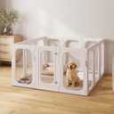 Acrylic Clear Dog Playpen Indoor with Door, 26'' H Transparent Dog Play Pen for Small Dogs, No-Connector Modular Puppy Playpen with Integrated Suction Cups Base, 12 Panels, White