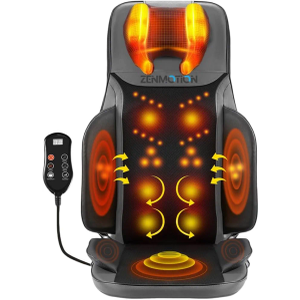 Full Back Massager with Heat-Shiatsu Massage Chair Pad - 12-Point Shiatsu Back Massager for Chair with Height Adjustable Neck Massaging - Home Office Travel Kneading Massage Pads for Chairs