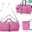 Dimayar 65L Travel Duffle Bag for Men Women - Foldable Duffel Bag with Shoes Compartment - Overnight Bags Waterproof & Tear Resistant(Rouge Pink)