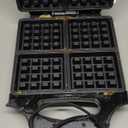 bella Waffle Iron - 4 Square Belgian Waffle Maker, Non-stick Extra Large Plates for Easy Cleanup - Compact Design, Stainless Steel, Black, 1400W