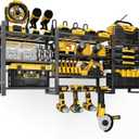 Power Tool Organizer Wall Mount With Charging Station,Upgraded Tool Shelf Load 400 Lbs,10-Tiers With 4 Cordless Drill Rack And 6FT Power Strip,Battery Utility Shelve For Garage Workshop