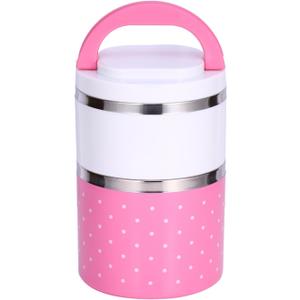 2 Layer Thermal Lunch Box Stainless Steel Insulated Box Leakproof Food Storage Container with Double Handles